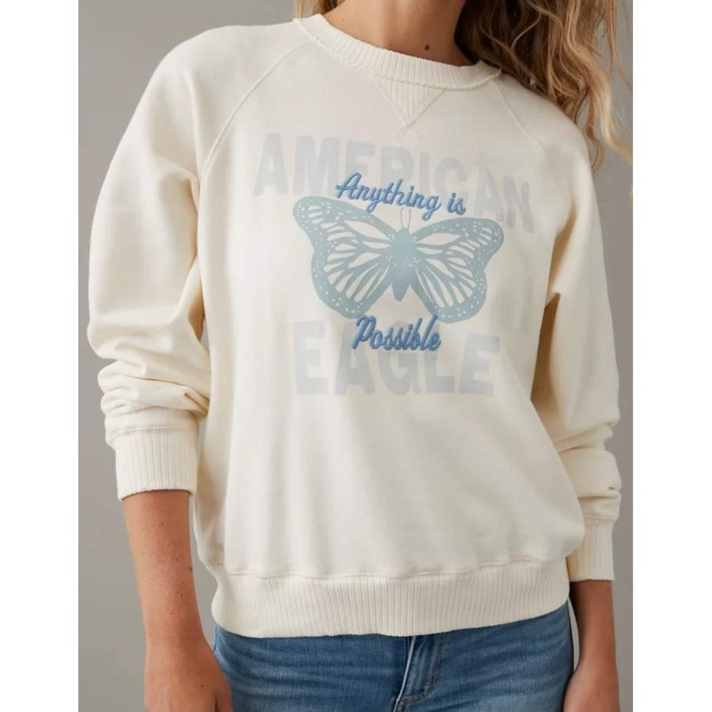 American Eagle Butterfly Sweatshirt XXL Preppy Academia Loungewear